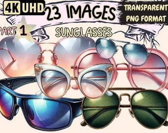 Trendy Sunglasses Clipart – 23 PNG Eyewear Illustrations (Digital Download)