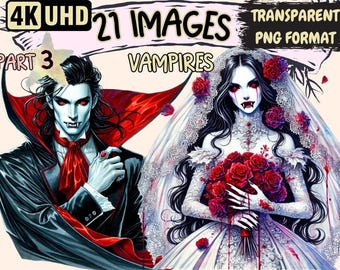 Vampire Clipart – 21 PNG Gothic Horror Graphics (Digital Download)