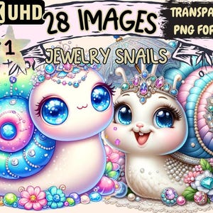 Jewelry Snails Clipart – 28 PNG Gem Graphics, Commercial Use (Digital Download)