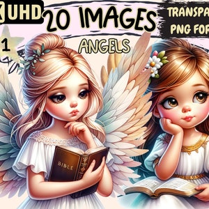 Angel Girls Clipart - 20 PNG Divine Girl Graphics, Holy Beautiful Celestial Printables, Instant Digital Download, Unlimited Commercial Use