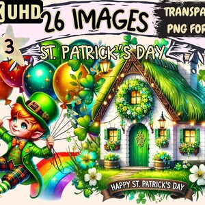 St. Patrick's Day (P3) Clipart - 26 PNG Festive Irish Illustrations, Lucky Holiday Art, Instant Digital Download, Unlimited Commercial Use
