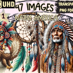 Native America Clipart - 47 PNG Cultural Graphics, Traditional Printables, Instant Digital Download, Unlimited Commercial Use for Crafts