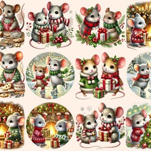 Christmas Mice Clipart Christmas artwork - Wonders Artist