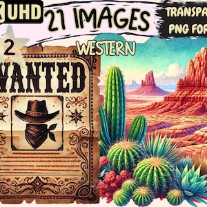 Western (P2) Clipart - 21 PNG Cowboy Ranch Illustrations, Wild West Rodeo Art, Instant Digital Download, Unlimited Commercial Use for Crafts