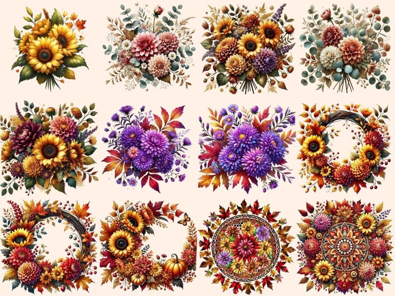 Fall Flowers Clipart Autumn Blooms - Wonders Artist