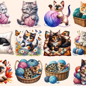 Kittens Clipart - 91 PNG Adorable Kitten Graphics, Cute Cat Printables, Instant Digital Download, Unlimited Commercial Use Crafts Designs image 2