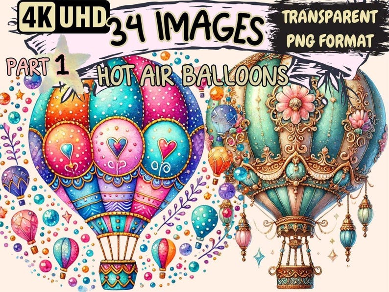 Hot Air Balloons Clipart aerial digital art - Wonders Artist