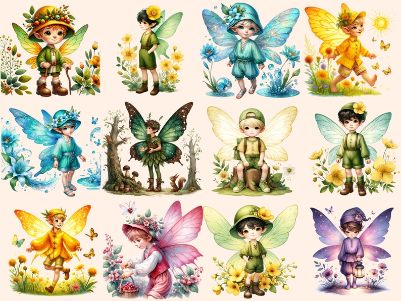 Boy Fairies Clipart 24 PNG Enchanting Boy Fairy Graphics, Magical ...
