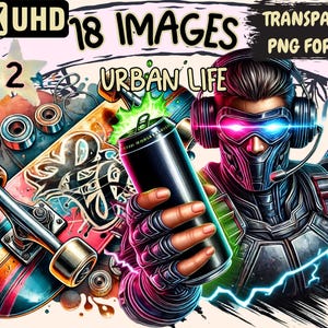 Urban Life (P2) Clipart - 18 PNG City-Themed Illustrations, Modern Lifestyle Art, Instant Digital Download, Unlimited Commercial Use Crafts