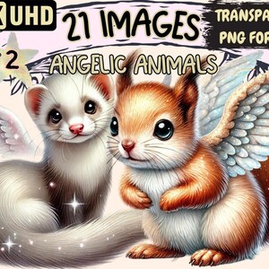Angelic Animals Clipart – 21 PNG Heavenly Pet Illustrations (Digital Download)