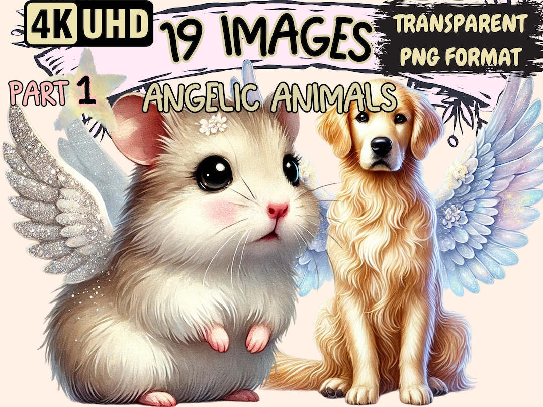 Angelic Animals Clipart – 19 Heavenly PNG Illustrations (digital ...