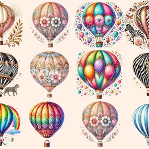 Hot Air Balloons Clipart aerial digital art - Wonders Artist