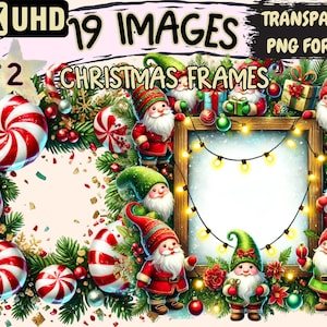 Christmas Frames (P2) Clipart - 19 PNG Festive Frame Graphics, Holiday Border Printables, Instant Digital Download, Unlimited Commercial Use