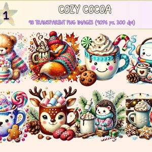 Cozy Cocoa Clipart: Winter Warm Drink PNG Graphics (Digital Download)