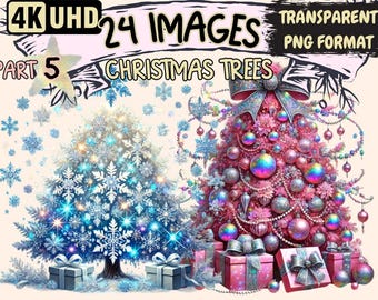 Christmas Tree Clipart – 24 Festive PNG Illustrations (Digital Download)