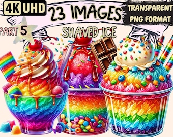 Shaved Ice Clipart – 23 PNG Summer Dessert Illustrations (Digital Download)