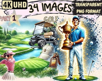 Golf Clipart – 34 PNG Illustrations, Sports Art (Digital Download)