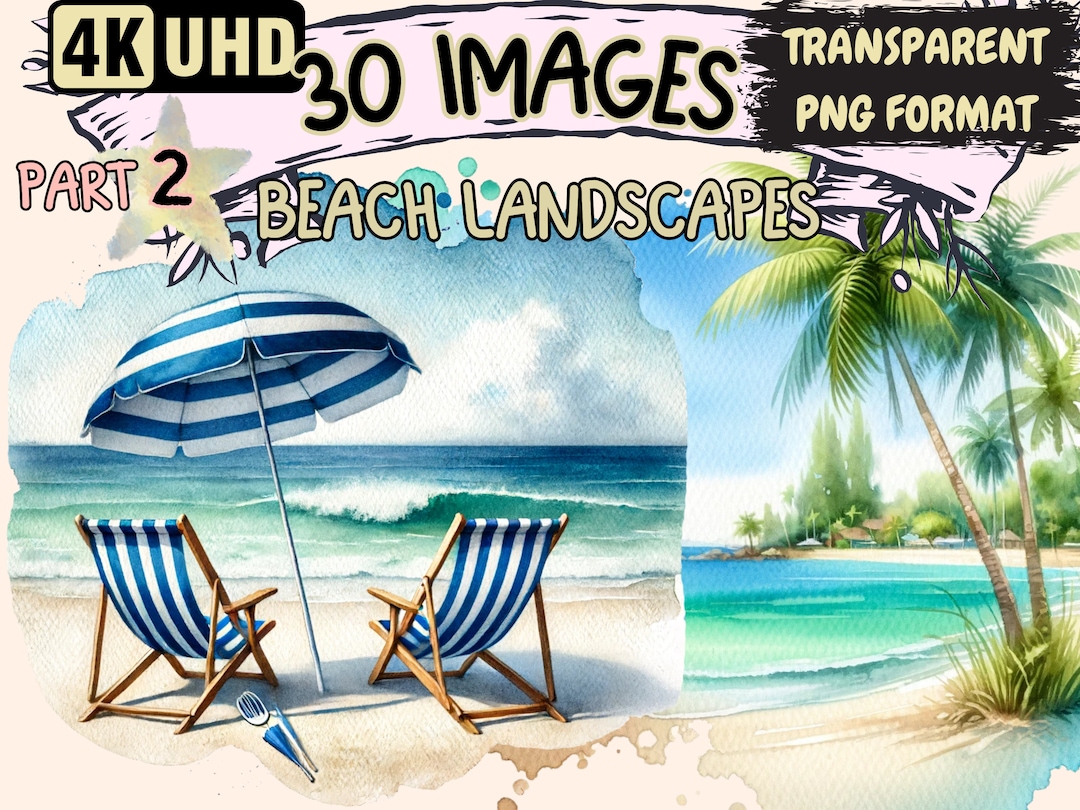 Beach Landscapes (P2) Clipart - 30 PNG Scenic Beach Graphics, Coastal ...