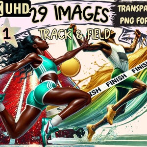 Track & Field Clipart - 29 PNG Athletic Event Illustrations, Sports Art, Instant Digital Download, Unlimited Commercial Use for Crafts