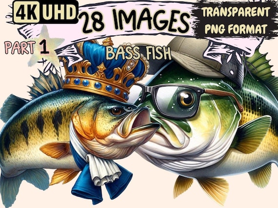 Bass Fish Clipart – Fisherman Graphics, Freshwater Printables (Digital Download)