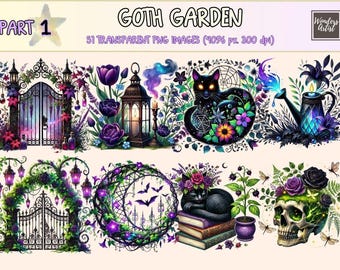 Goth Garden Clipart – 51 Dark Botanical PNG Graphics (Digital Download)
