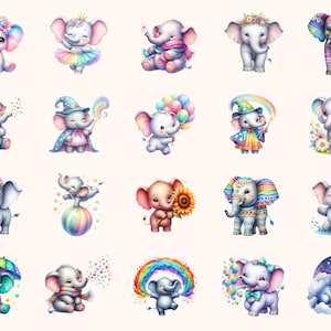 Elephants Clipart – 99 PNG Graphics, Playful Cartoon Art (Digital Download) image 4