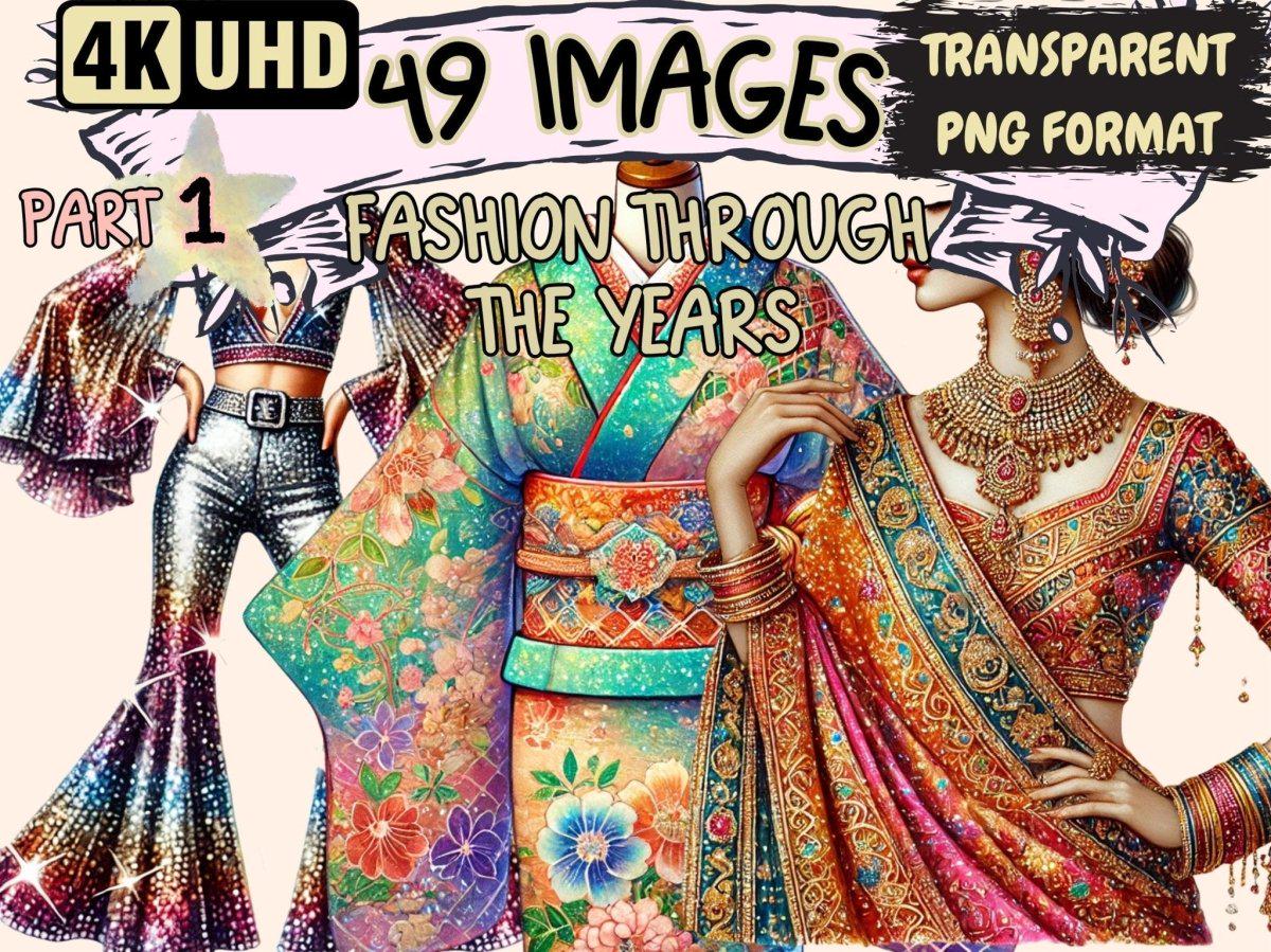 Fashion Through the Years Clipart – 49 PNG Vintage Art