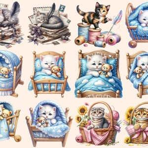 Kittens Clipart - 91 PNG Adorable Kitten Graphics, Cute Cat Printables, Instant Digital Download, Unlimited Commercial Use Crafts Designs image 7