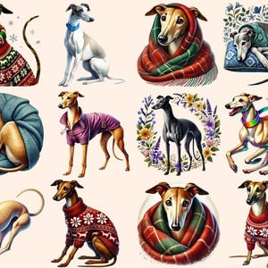 Greyhounds Clipart digital dog art - Wonders Artist
