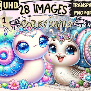 Jewelry Snails Clipart - 28 PNG Elegant Snail Graphics, Gem Printables, Instant Digital Download, Unlimited Commercial Use Crafts & Designs