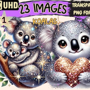 Koalas Clipart - 23 PNG Cute Koala Illustrations, Adorable Wildlife Art, Instant Digital Download, Unlimited Commercial Use for Crafts