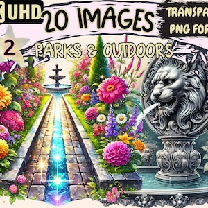 Parks & Outdoors (P2) Clipart - 20 PNG Nature Landscapes Illustrations, Scenic Art, Instant Digital Download, Unlimited Commercial Use Craft