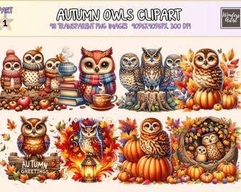 Autumn Owls Clipart