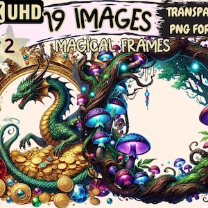 Enchanted Frames Clipart – 19 PNG Fantasy Borders (Digital Download)