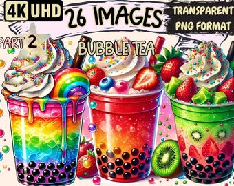 Bubble Tea Clipart – 26 PNG Boba Drink Illustrations, Commercial Use (Digital Download)