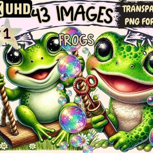Frog Clipart – 43 PNG Graphics, Nature Printables (Digital Download)
