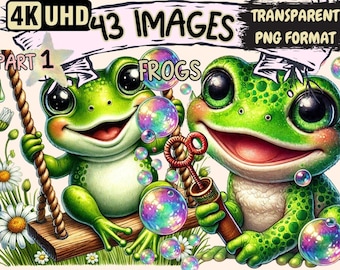 Frog Clipart – 43 PNG Graphics, Nature Printables (Digital Download)