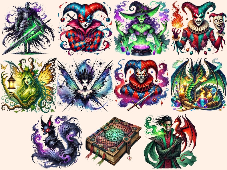 Fantasy Villains Clipart – Dark Magic PNG Graphics, Mythical Characters (Digital Download) bild 5