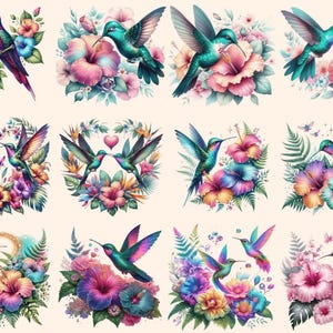 Hummingbirds Clipart autopost bird with flowers cute hummingbirds - WondersArtist