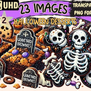 Halloween Desserts (P2) Clipart - 23 PNG Sweet Treat Illustrations, Festive Art, Instant Digital Download, Unlimited Commercial Use Crafts