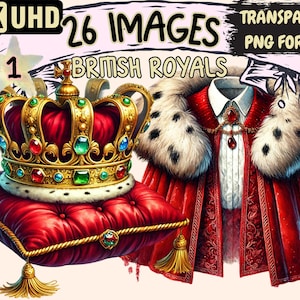 British Royals Clipart - 26 PNG Royal Family Graphics, UK Monarchy Illustrations, Regal Printables, Instant Digital Download, Commercial Use