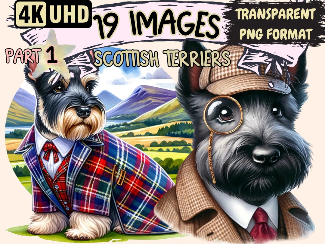 Scottish Terriers Clipart - 19 PNG Vibrant Scottie Dog Graphics ...