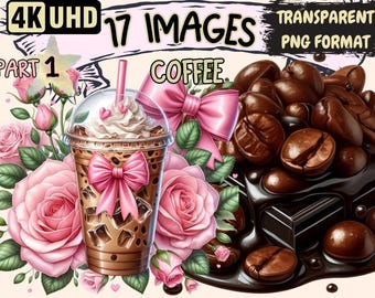 Cozy Coffee Clipart – 17 PNG Graphics, Cafe Art (Digital Download)