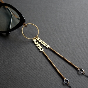 Eyeglass necklace holder reading glasses chain lanyard for women gold eyeglass cord eye glasses loop black sunglass strap with ring -CorinaL