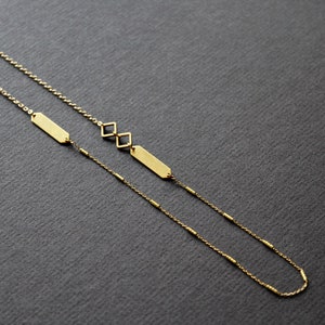 Golden chain necklace thin gold necklace asymmetric necklace geometric necklace dainty layering necklace long necklaces for women - Frankie