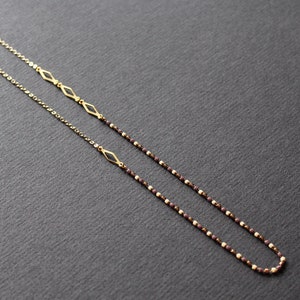 Dainty gold chain necklace delicate beaded necklace asymmetric necklace popular right now extra long necklaces for women brass jewelry-Blair