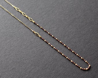 Dainty gold chain necklace delicate beaded necklace asymmetric necklace popular right now extra long necklaces for women brass jewelry-Blair