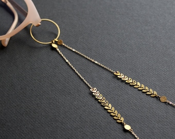 Glasses necklace eyeglass holder necklace for women sunglasses chain glasses lanyard brass jewelry eyeglasses strap gold nature - Esther L