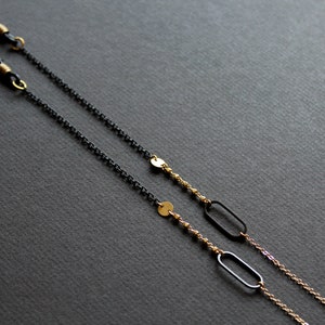 Black and gold eyeglass chain for women, decorative reading eye glasses chain, cool modern mask holder, unique beaded sunglass strap - Diem