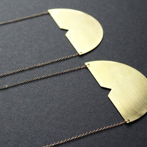 Half moon necklace half circle necklace statement pendant necklaces for women brass jewelry long gold geometric necklace semi circle Meg3in image 3